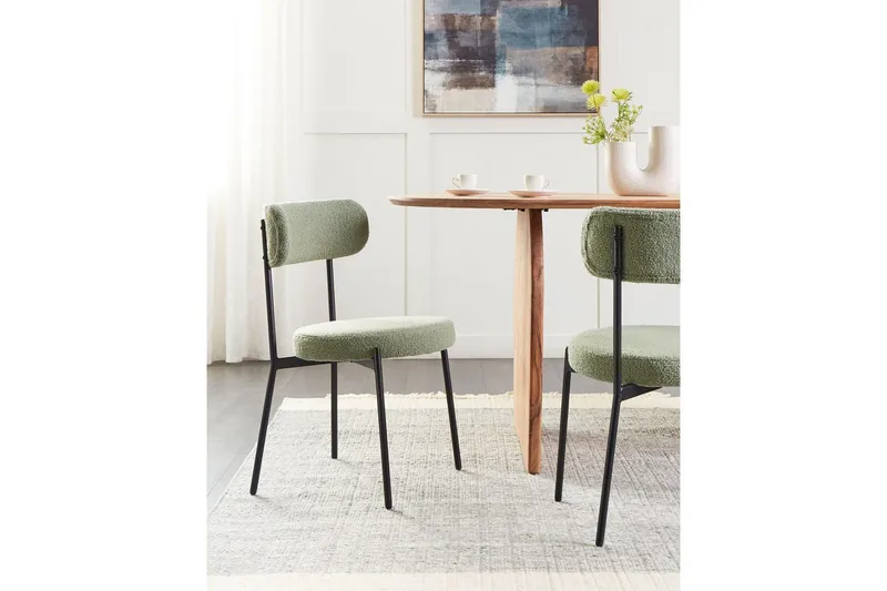 Matsalsstol Allison set om 2 Ljusgrön-Svart - Ljusgrön-Svart - Möbler - Fåtölj & stolar - Matstol & köksstol
