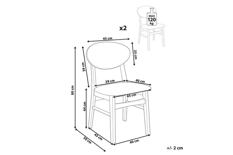 Matsalsstol Amery set om 2 Ljus Trä-Vit - Ljus Trä-Vit - Möbler - Fåtölj & stolar - Matstol & köksstol