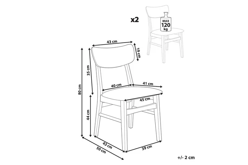 Matsalsstol Anoka set om 2 Mörk Trä-Beige - Mörk Trä-Beige - Möbler - Fåtölj & stolar - Matstol & köksstol