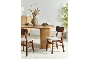 Matsalsstol Anoka set om 2 Mörk Trä-Beige - Mörk Trä-Beige - Möbler - Fåtölj & stolar - Matstol & köksstol