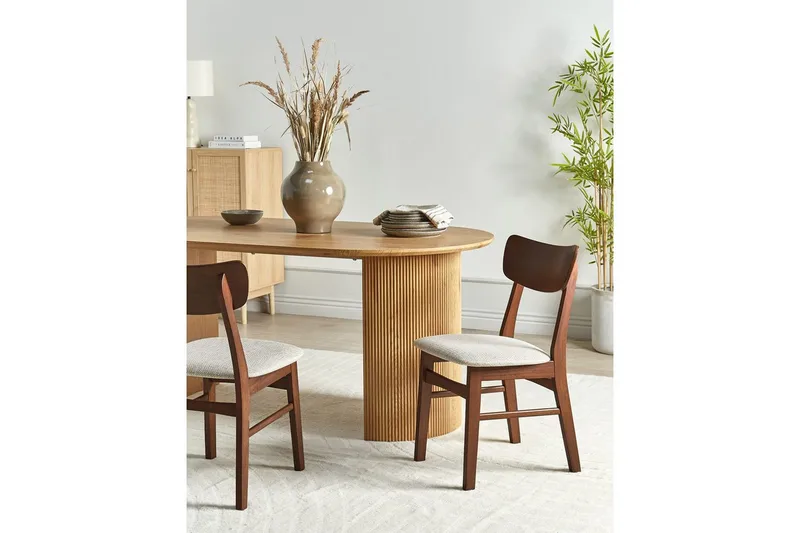 Matsalsstol Anoka set om 2 Mörk Trä-Beige - Mörk Trä-Beige - Möbler - Fåtölj & stolar - Matstol & köksstol