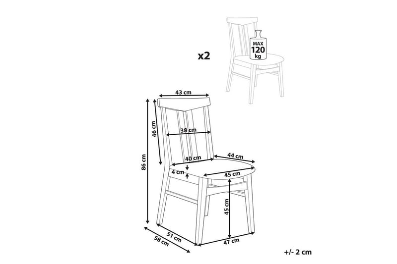 Matsalsstol Avalon set om 2 Mörkt Trä-Grått - Mörkt Trä-Grått - Möbler - Fåtölj & stolar - Matstol & köksstol