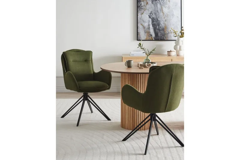 Matsalsstol Avelar set om 2 Mörkgrön-Svart - Mörkgrön-Svart - Möbler - Fåtölj & stolar - Matstol & köksstol