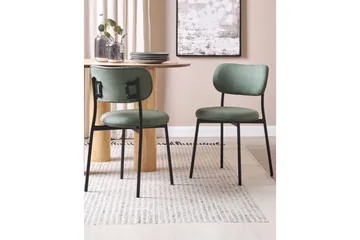 Matsalsstol Casey set om 2 Grön-Svart - Grön-Svart - Möbler - Fåtölj & stolar - Matstol & köksstol