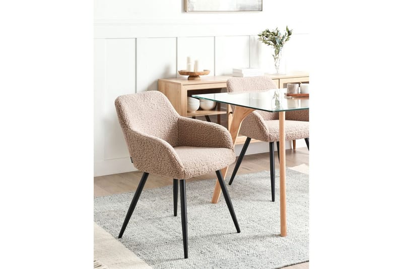 Matsalsstol Casmalia set om 2 Beige/svart - Beige/svart - Möbler - Fåtölj & stolar - Matstol & köksstol