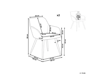 Matsalsstol Casmalia set om 2 Vit/Svart - Vit/Svart - Möbler - Fåtölj & stolar - Matstol & köksstol
