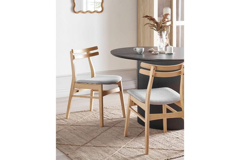 Matsalsstol Cynthiana set om 2 Ljus Trä-Grå - Ljus Trä-Grå - Möbler - Fåtölj & stolar - Matstol & köksstol