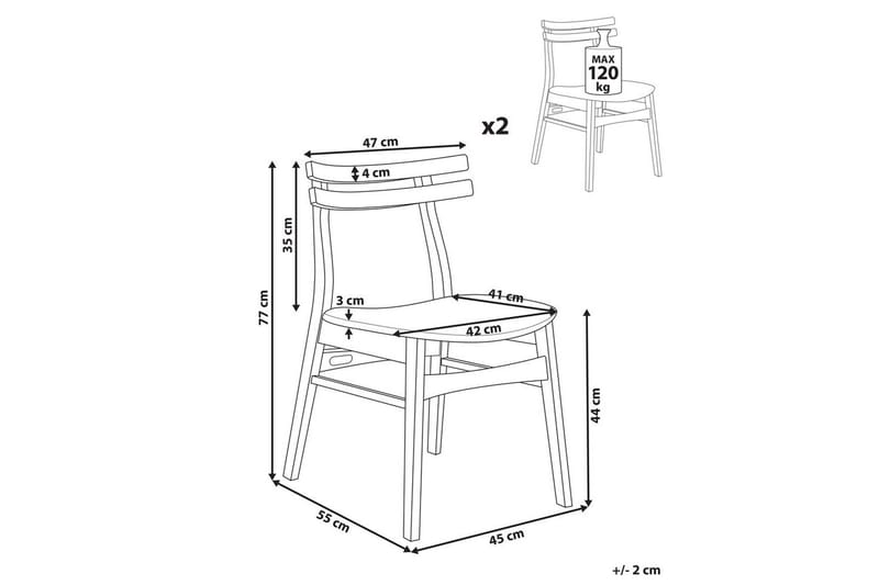 Matsalsstol Cynthiana set om 2 Ljus Trä-Grå - Ljus Trä-Grå - Möbler - Fåtölj & stolar - Matstol & köksstol