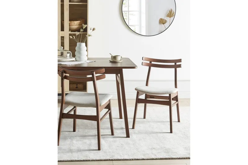 Matsalsstol Cynthiana set om 2 Mörk Trä-Beige - Mörk Trä-Beige - Möbler - Fåtölj & stolar - Matstol & köksstol