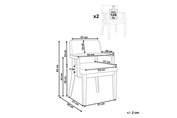 Matsalsstol Dalbo set om 2 Beige-Mörkt Trä - Beige-Mörkt Trä - Möbler - Fåtölj & stolar - Matstol & köksstol