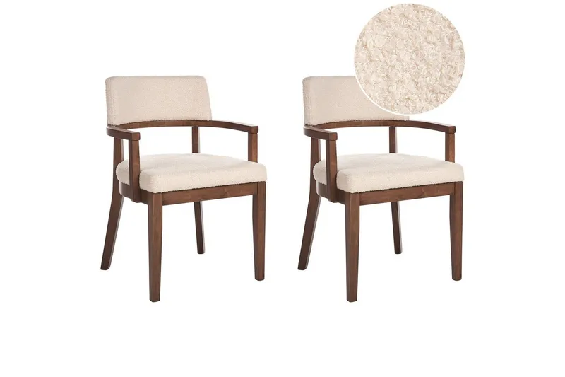 Matsalsstol Dalbo set om 2 Beige-Mörkt Trä, Beige-Mörkt Trä