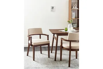 Matsalsstol Dalbo set om 2 Beige-Mörkt Trä - Beige-Mörkt Trä - Möbler - Fåtölj & stolar - Matstol & köksstol