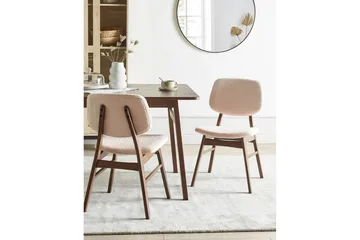 Matsalsstol Ella set om 2 Mörk Trä-Beige - Mörk Trä-Beige - Möbler - Fåtölj & stolar - Matstol & köksstol