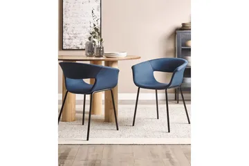 Matsalsstol Elma set om 2 Blå-Svart - Blå-Svart - Möbler - Fåtölj & stolar - Matstol & köksstol