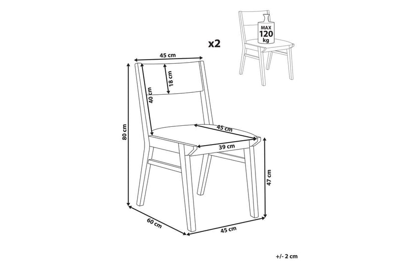 Matsalsstol Enola set om 2 Ljus Trä-Grå - Ljus Trä-Grå - Möbler - Fåtölj & stolar - Matstol & köksstol