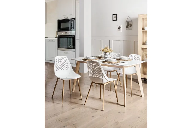Matsalsstol Hazelton set om 4 Vit-Ljust Trä - Vit-Ljust Trä - Möbler - Fåtölj & stolar - Matstol & köksstol