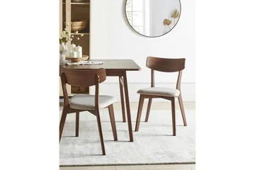 Matsalsstol Hope set om 2 Mörk Trä-Beige - Mörk Trä-Beige - Möbler - Fåtölj & stolar - Matstol & köksstol