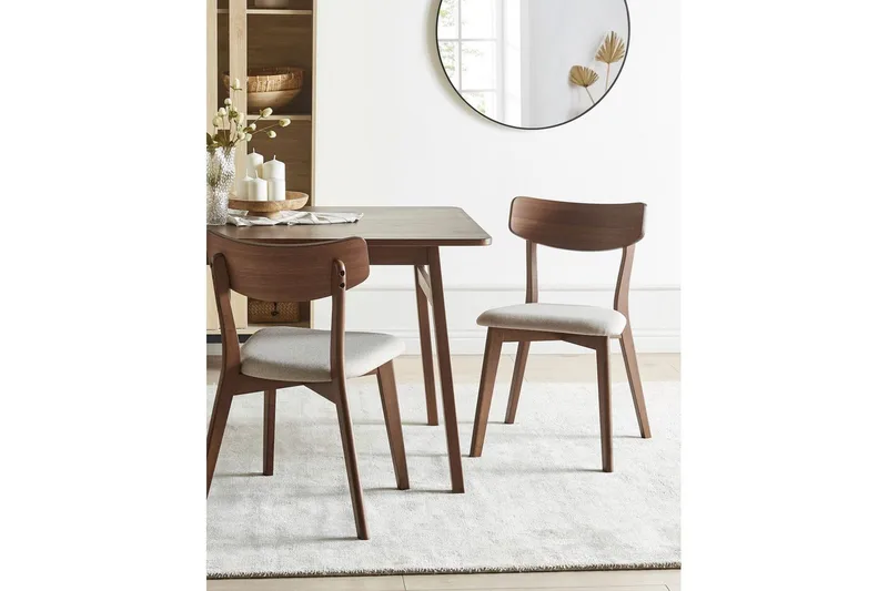 Matsalsstol Hope set om 2 Mörk Trä-Beige - Mörk Trä-Beige - Möbler - Fåtölj & stolar - Matstol & köksstol