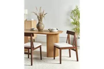 Matsalsstol Isle set om 2 Mörk Trä-Beige - Mörk Trä-Beige - Möbler - Fåtölj & stolar - Matstol & köksstol