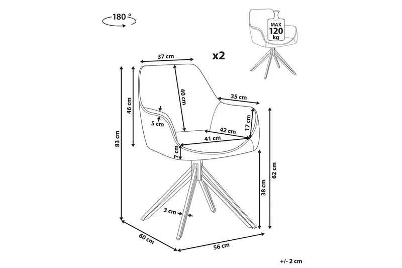 Matsalsstol Jodar set om 2 Blå-Svart - Blå-Svart - Möbler - Fåtölj & stolar - Matstol & köksstol