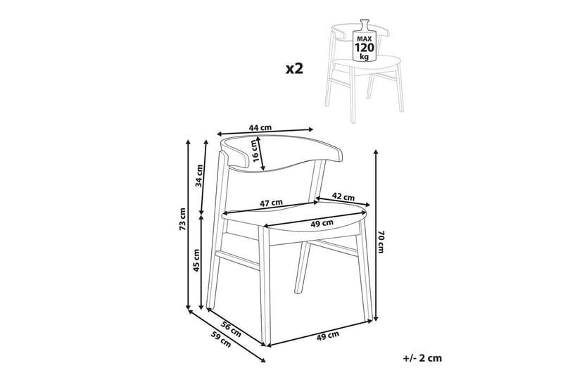 Matsalsstol Lilly set om 2 Grå-Ljust Trä - Grå-Ljust Trä - Möbler - Fåtölj & stolar - Matstol & köksstol