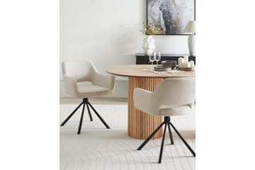 Matsalsstol Loures set om 2 Beige-Svart - Beige-Svart - Möbler - Fåtölj & stolar - Matstol & köksstol
