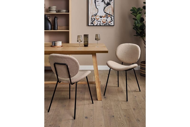 Matsalsstol Luana set om 2 Beige-Svart - Beige-Svart - Möbler - Fåtölj & stolar - Matstol & köksstol