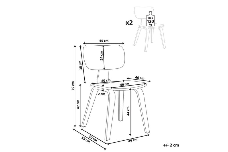 Matsalsstol Lucinda set om 2 Beige-Mörkt Trä - Beige-Mörkt Trä - Möbler - Fåtölj & stolar - Matstol & köksstol