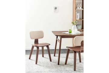 Matsalsstol Lucinda set om 2 Beige-Mörkt Trä - Beige-Mörkt Trä - Möbler - Fåtölj & stolar - Matstol & köksstol