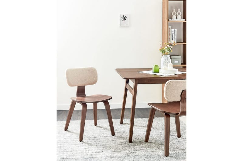Matsalsstol Lucinda set om 2 Beige-Mörkt Trä - Beige-Mörkt Trä - Möbler - Fåtölj & stolar - Matstol & köksstol