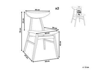 Matsalsstol Lynn set om 2 Ljus Trä-Grå - Ljus Trä-Grå - Möbler - Fåtölj & stolar - Matstol & köksstol