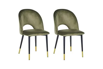 Matsalsstol Magalia set om 2 Grön-Svart-Guld - Grön-Svart-Guld - Möbler - Fåtölj & stolar - Matstol & köksstol