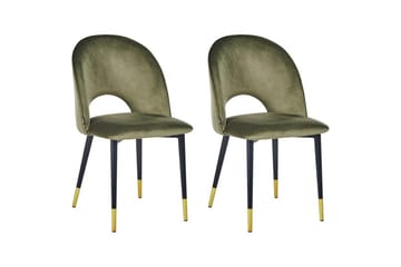 Matsalsstol Magalia set om 2 Grön-Svart-Guld - Grön-Svart-Guld - Möbler - Fåtölj & stolar - Matstol & köksstol