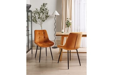 Matsalsstol Melrose set om 2 Orange-Svart - Orange-Svart - Möbler - Fåtölj & stolar - Matstol & köksstol