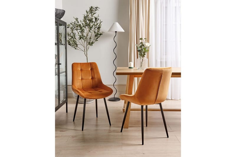 Matsalsstol Melrose set om 2 Orange-Svart - Orange-Svart - Möbler - Fåtölj & stolar - Matstol & köksstol