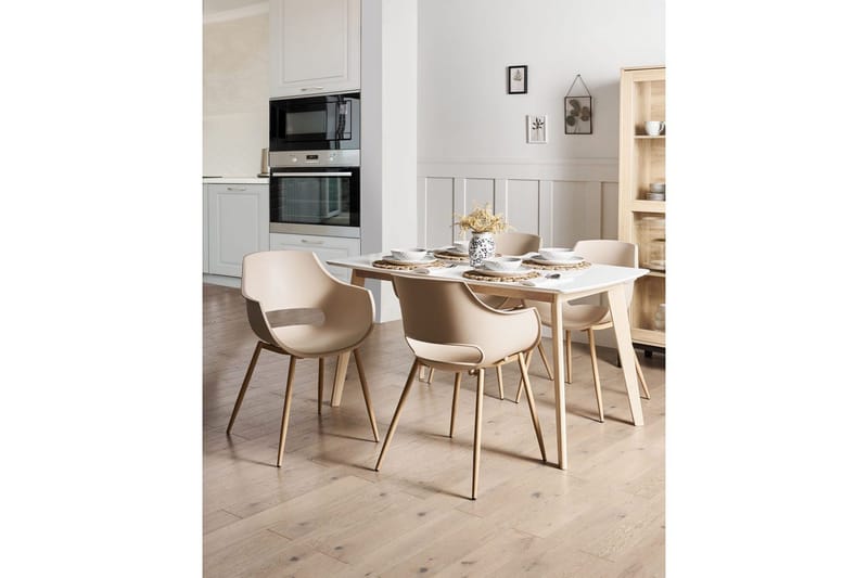 Matsalsstol Millers set om 4 Beige-Ljust Trä - Beige-Ljust Trä - Möbler - Fåtölj & stolar - Matstol & köksstol