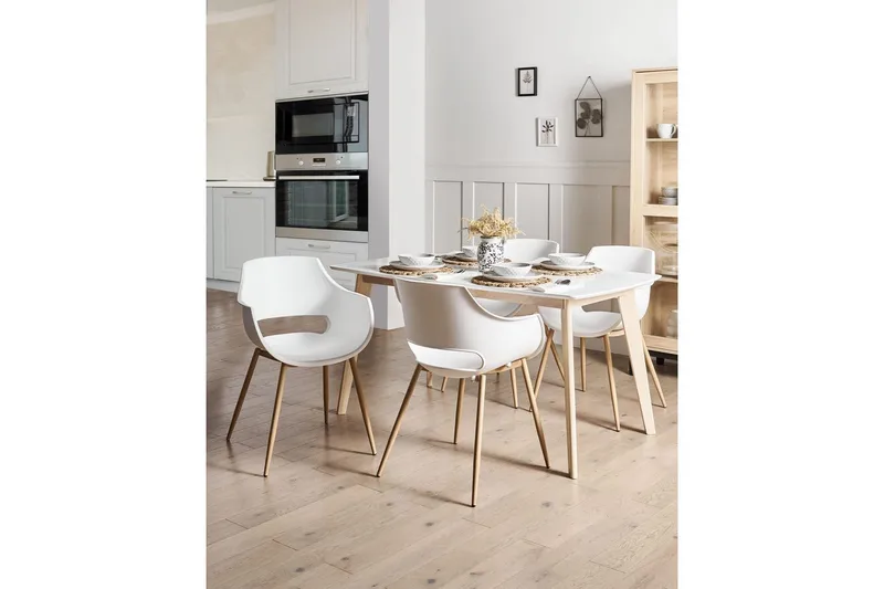 Matsalsstol Millers set om 4 Vit-Ljust Trä - Vit-Ljust Trä - Möbler - Fåtölj & stolar - Matstol & köksstol