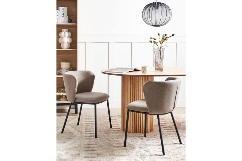 Matsalsstol Mina set om 2 Beige/svart - Beige/svart - Möbler - Fåtölj & stolar - Matstol & köksstol