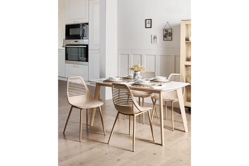 Matsalsstol Montello set om 4 Beige-Ljust Trä - Beige-Ljust Trä - Möbler - Fåtölj & stolar - Matstol & köksstol