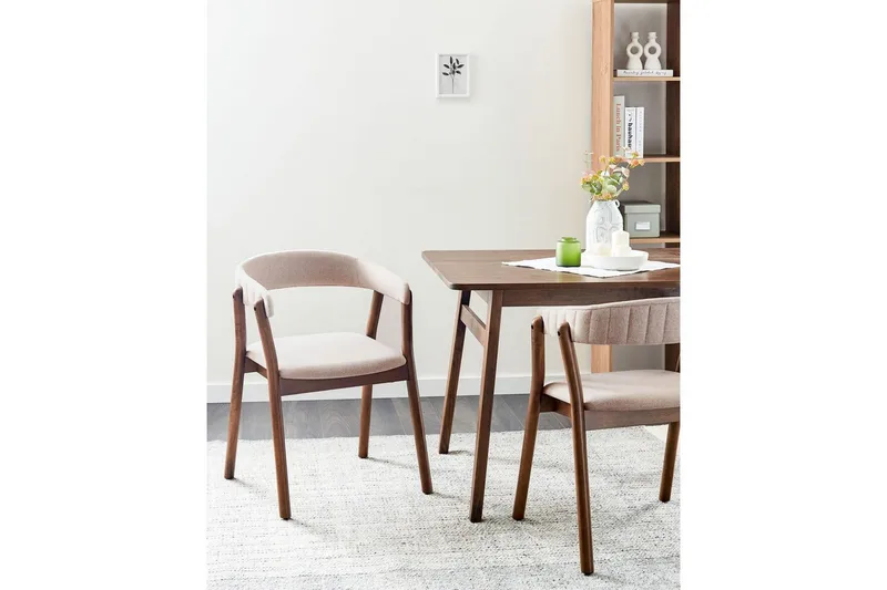 Matsalsstol Mylo set om 2 Beige-Mörkt Trä - Beige-Mörkt Trä - Möbler - Fåtölj & stolar - Matstol & köksstol