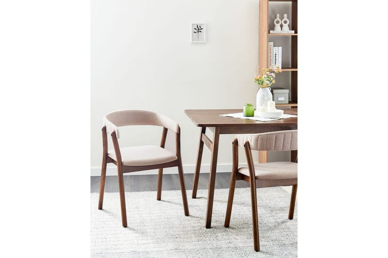 Matsalsstol Mylo set om 2 Beige-Mörkt Trä - Beige-Mörkt Trä - Möbler - Fåtölj & stolar - Matstol & köksstol