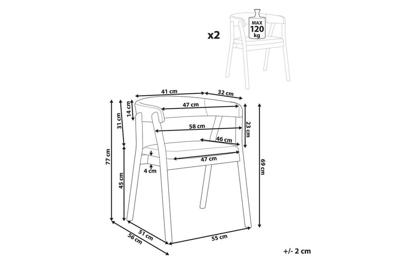 Matsalsstol Mylo set om 2 Beige-Mörkt Trä - Beige-Mörkt Trä - Möbler - Fåtölj & stolar - Matstol & köksstol
