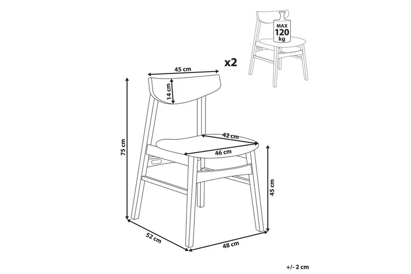 Matsalsstol Smiley set om 2 Mörkt Trä-Grått - Mörkt Trä-Grått - Möbler - Fåtölj & stolar - Matstol & köksstol
