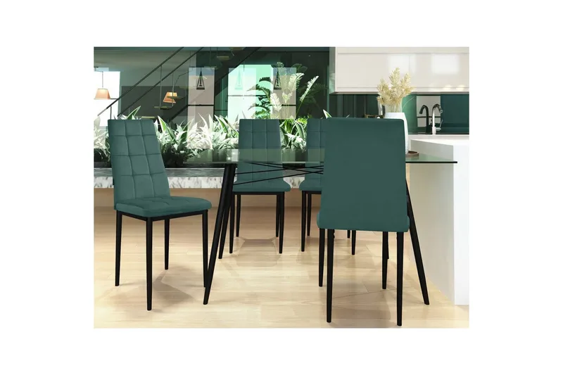 Matstol Becca set om 4 Sammet/metall, Mörkgrön - Sammet/metall, Mörkgrön - Möbler - Fåtölj & stolar - Matstol & köksstol