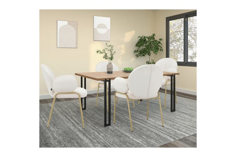 Matstol Iwama Set om 2 Krämig sammet - Krämig sammet - Möbler - Fåtölj & stolar - Matstol & köksstol