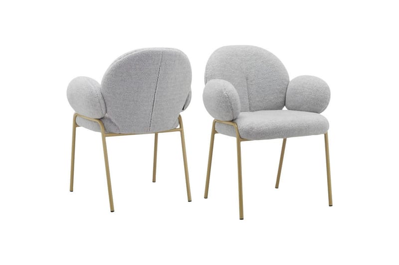 Matstol Iwama Set om 2 Ljusgrå Teddy, Ljusgrå Teddy
