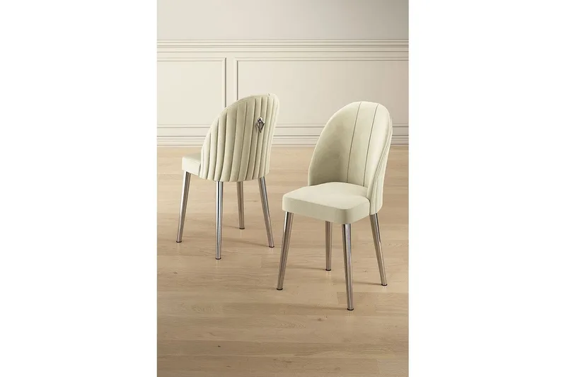 Matstol Orlen Grädde / Krom - Grädde / Krom - Möbler - Fåtölj & stolar - Matstol & köksstol