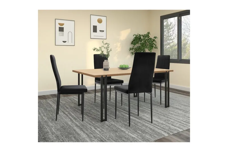 Matstol utan armstöd Loft24 Matstol Kelly Svart, Sammet Svart