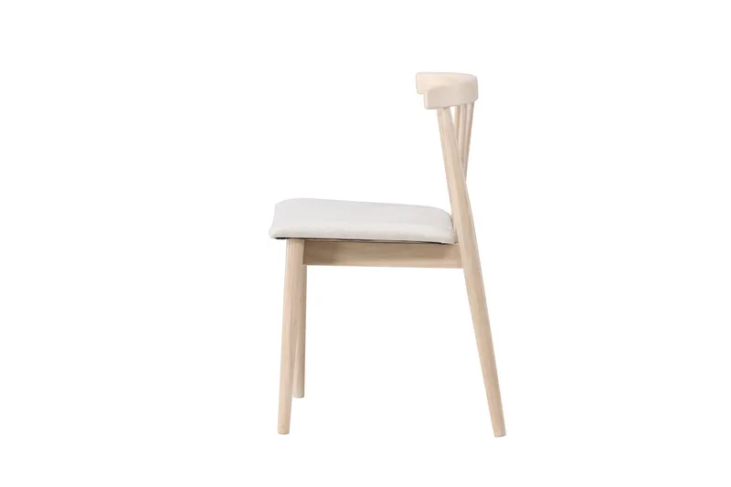 Matstol utan armstöd Peach Flora Dining Chair - Whitewash Legs / Beige Fabric Whitewash - Möbler - Fåtölj & stolar - Matstol & köksstol