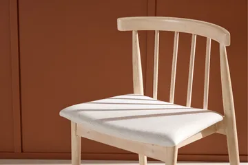 Matstol utan armstöd Peach Flora Dining Chair - Whitewash Legs / Beige Fabric Whitewash - Möbler - Fåtölj & stolar - Matstol & köksstol